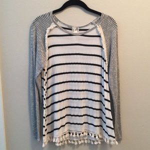 Blu Pepper Striped Tassel Tee